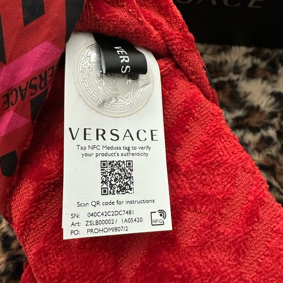Versace Red and Black Patterned Slippers - Picture 3 of 4